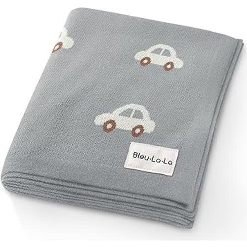 Baby Swaddle Blanket for Boys - 100% Oeko Tex Certified Natural Cotton Buttery Soft Cozy Receiving Swaddle Crib Stroller Blanket for Shower Gift Registry for Newborns, Infants, Toddlers (Cars - Grey)
