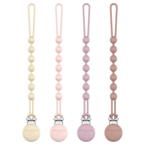 Cuddle Campus Silicone Pacifier Clip Holder with One Piece Design, Pack of 4 Soft Flexible Binky Clips with Texture for Baby Boy and Girl (0-6M) Set 5