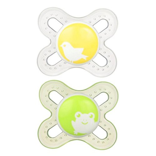 MAM Newborn Start Orthodontic BPA-Free Soothing Pacifier, Unisex Designs for Girls/Boys, Extra Small for Newborns 0+ Months, 2-Ct Sterilizing Case