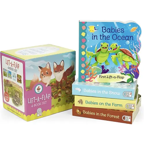 Animal Babies Lift-a-Flap Boxed Gift Set 4-Pack: Babies on the Farm, Babies in the Forest, Babies in the Snow, Babies in the Ocean (Chunky Lift a Flap)