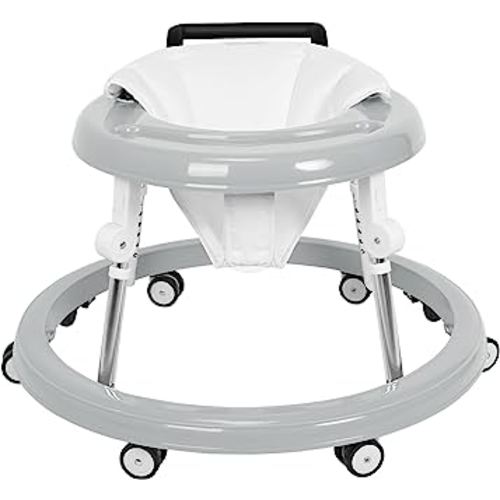 Foldable Baby Walker with Wheels and Anti-Rollover, Sit to Stand Activity Center for Boys and Girls 6-18 Months, 5-Position Height Adjustable - Grey