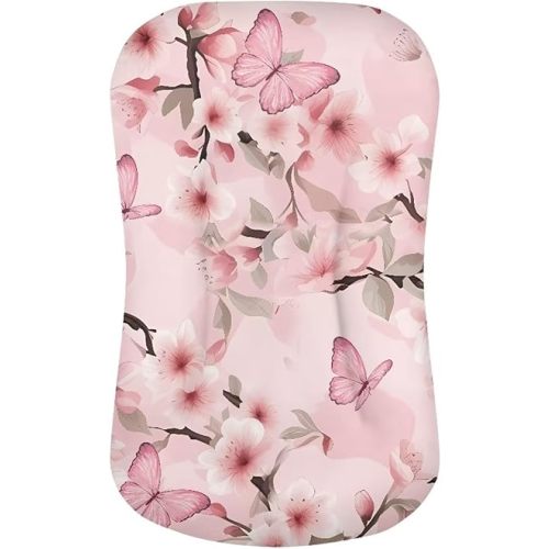 ZDCUSTOM Pink Flower Butterfly Bassinet Sheets Breathable Bassinet Sheets Neutral for Girls Universal Microfiber Soft Cradle Sheets Fits All Standard Crib Mattress Pads Safe and Snug