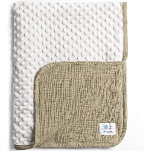 lulumoon Baby Blanket for Newborn Receiving: Minky Dot & Muslin Lightweight - Thermal Blanket Gift for Baby Shower & Hospital Welcoming 30"x40"（Olive）