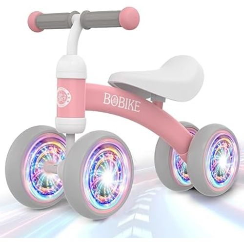 Baby Balance Bike Toys for 12-36 Months Kids Toy Boy and Girls Gifts Toddler Best First Birthday Gift Children Walker No Pedal Infant 4 Wheels Bicycle (Colorful, Pink-Light)