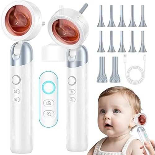 Wireless Ear Otoscope with 1080P HD Camera and 4 LED Lights, 1.38" IPS Display Ear Camera, Ear Scope with Foldable Inspection Head, Good Aid for Earwax Removal, Safe for Kids, Adults, Pets