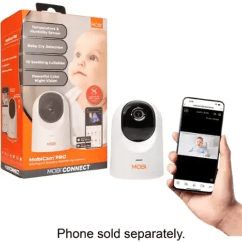 MOBI - Cam PRO Intelligent Baby & Nursery Monitoring Indoor Pan, Tilt, Zoom Security Camera w/ Temperature & Humidity Sensor - White