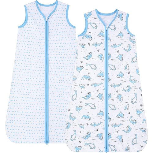 DaysU Cotton Baby Sleep Sack, Baby Sleeping Bag with Two-Way Zipper, 0.5 TOG Wearable Blanket for Newborn Baby Boys and Girls