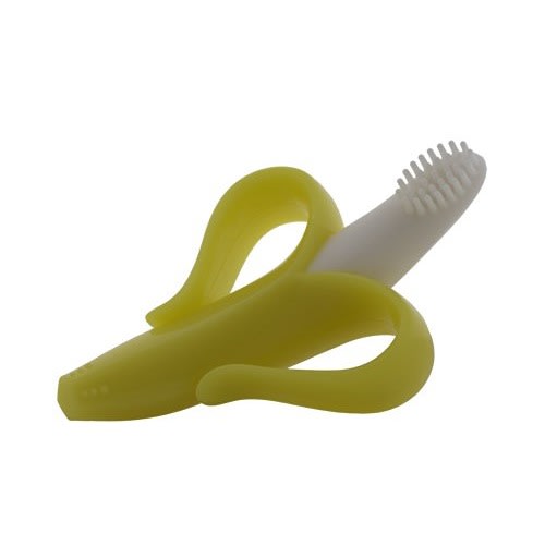 The Original Baby Banana Toothbrush Teether Toy, for Babies Infants Toddlers; USA Family-Owned Business; Teething Relief for Sore Gums, Massaging Soothing; Safest Food Grade Silicone