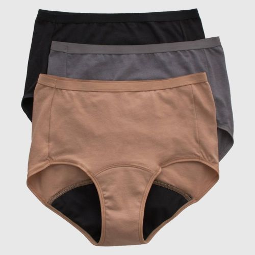 Hanes Women's 3pk Comfort Period Leakproof Moderate Briefs - Black/Gray, Size: 8