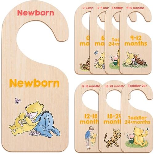 Winnie Nursery Decor Wardrobe Baby Closet Organizer-Winnie Baby Closet Divider,Daisy Design Nursery Decor Clothes Hanger Dividers for Sorting 8 from Newborn to 24+ Months