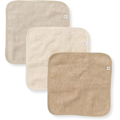 Burt's Bees Baby Infant Washcloths, 100% Organic Cotton, Soft and Super Absorbent Knit Terry & Woven Terry Wash Cloth - 3 Pack Set