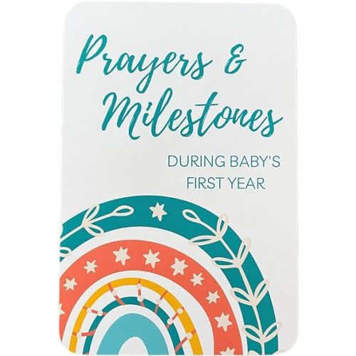 Prayer & Milestone Cards for Baby's First Year, Monthly Baby Milestone Cards, Unique First Time Mom Gift, Religious Baby Shower Gifts, Gender Neutral Rainbow Baby Gifts (Rainbow)