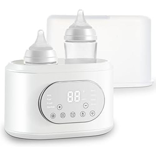 Bottle Warmer, 10-in-1 Fast Baby Bottle Warmer for Breastmilk & Formula, Double Milk Warmer with Timer, Accurate Temp Control, Thaw, Steaming, Heat Food, Keep Warm and Night Light