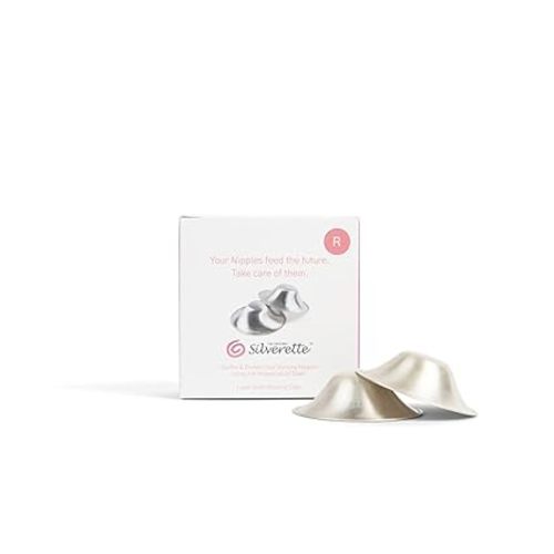 SILVERETTE The Original Silver Nursing Cups, Silverettes Metal Nipple Covers for Breastfeeding, Nursing Shield, 925 Silver Nipple Cover Guards, Soothe and Protect Sore Nipples -Made in Italy - Regular