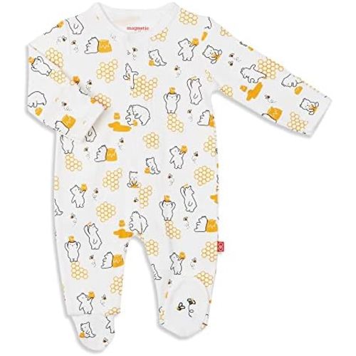 Magnetic Me Footie Pajamas - 100% Organic Cotton Baby Pajamas - Quick Magnetic Fastener Sleeper for Baby Boy and Girl