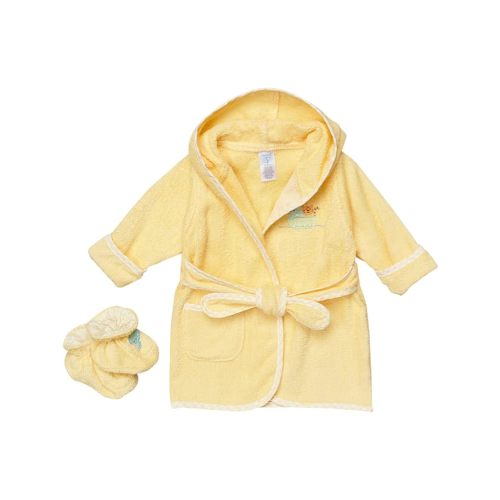 Spasilk Hooded Terry Bathrobe with Booties, Ideal Baby Bath Essentials, Cotton, Yellow Ark, One Size