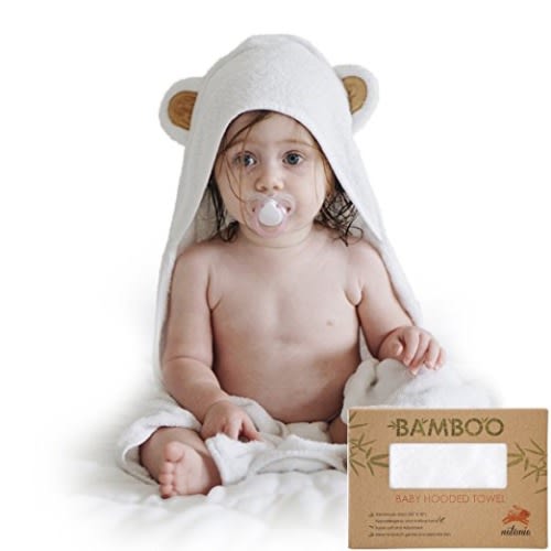 Natemia Extra Soft Baby Bamboo Hooded Towel | Organic and Hypoallergenic | Keeps Baby Dry and Warm | Sized for Infant and Toddler