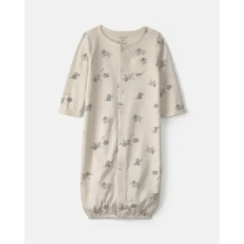 Baby Elephant 100% Cotton Converter Gown - Ivory | Carter's