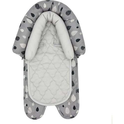 Travel Bug Baby & Toddler 2-in-1 Head Support Duo Head Support for Car Seats, Strollers & Bouncers (Black/Grey/White), 8x2.75x10 Inch (Pack of 1)