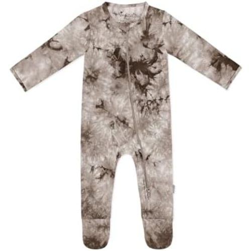 Jimonda Baby Girls Boys Footed Pajamas,Rayon From Bamboo,2 Way Zipper Long Sleeve Soft Sleeper Pjs,Infant Tie-dye Romper
