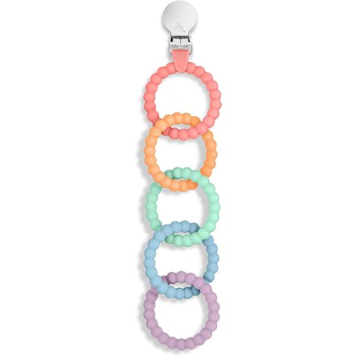 Ryan & Rose Cutie Clinks Attachable Teether Chew Toy for Babies (Mosaic)