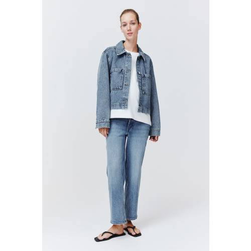 MAMA Before & After Straight Low Ankle Jeans, Low waist, Ankle-length, Denim blue