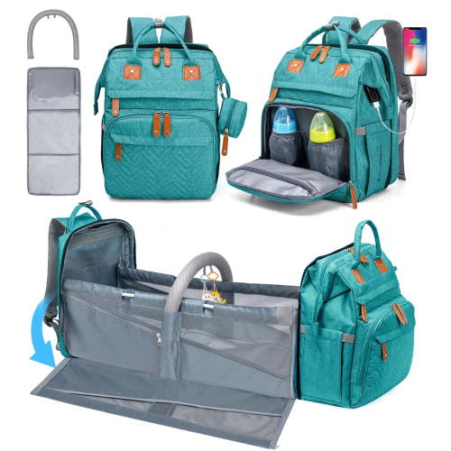 KABAQOO Multifunction Baby Diaper Bag with USB Port Backpack & Detachable Changing Station for Newborns