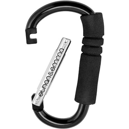 Ethan & Emma Stroller Hooks - Carabiner Shape Design for Reinforced Strength - Organizer Hook Clip for Purse Shopping & Diaper Bags