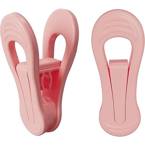 TOFIIGREM Pink Hangers Clips 60 Pack, Multi-Purpose Plastic Clips for Plastic Hangers Velvet Hanger, Clothes Pins for Skirt Pants