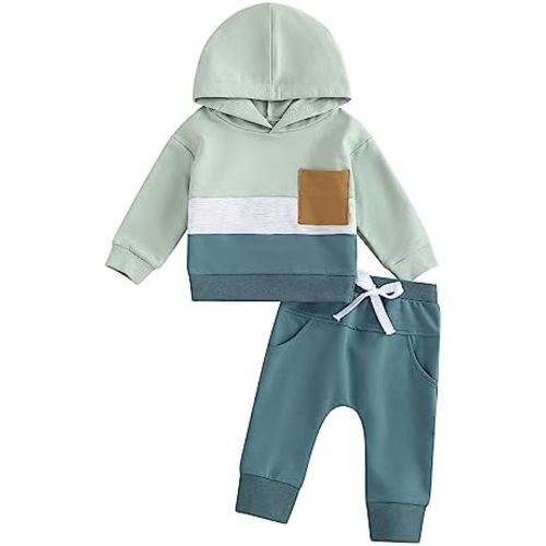 Infant Baby Boy Fall Winter Clothes Outfits Hooded Long Sweatshirt Pants Set Toddler Clothes 6 12 18 24 Months 2T
