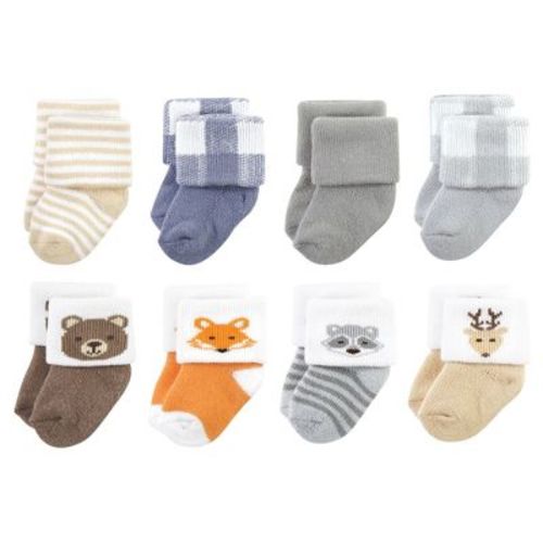 Hudson Baby Infant Boy Cotton Rich Newborn and Terry Socks, Woodland, 6-12 Months