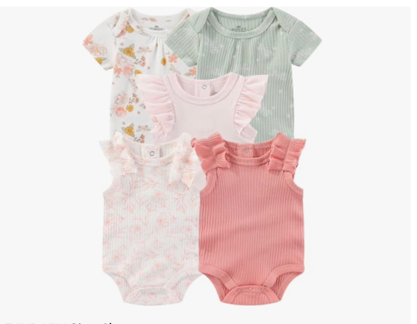 Baby Bodysuits Ribbed Mix Summer Newborn Boy Girl Clothes 5-pack