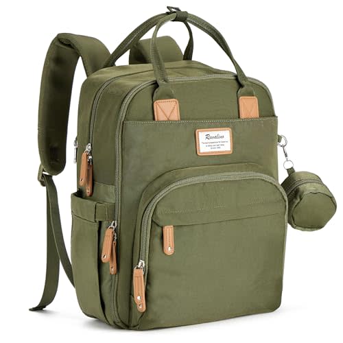 RUVALINO Diaper Bag Backpack - Multifunction Travel Back Pack Maternity Baby Changing Bags, Diaper Changing Totes, Large Capacity, Waterproof and Stylish, Baby Travel Essential, Army Green
