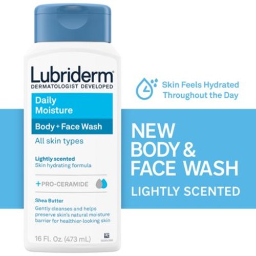 Lubriderm Daily Moisture Body + Face Wash, Light Fragrance, 16 fl. oz