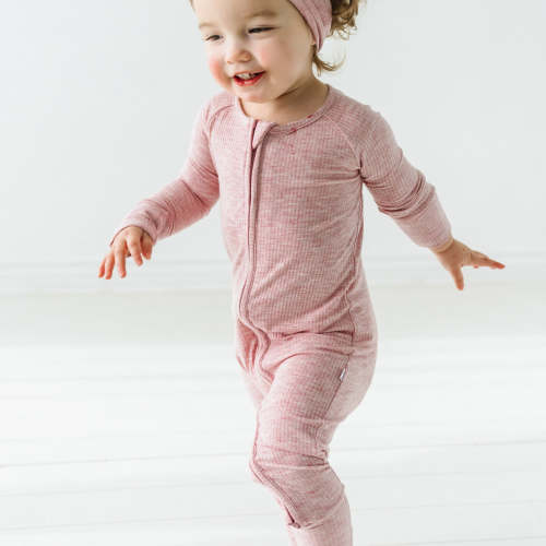Heather Mauve Ribbed Zippy