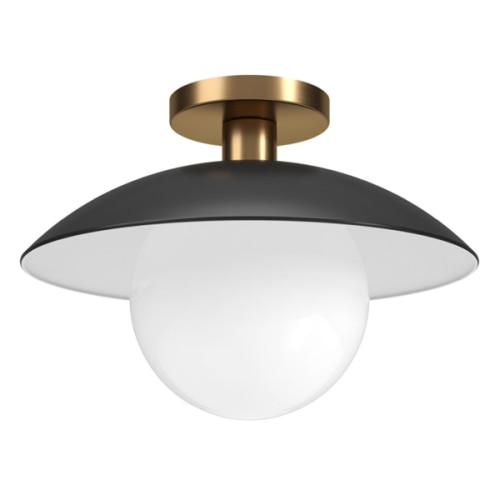 Valeria Milk Glass and Metal Semi Flush Mount Ceiling Light - World Market