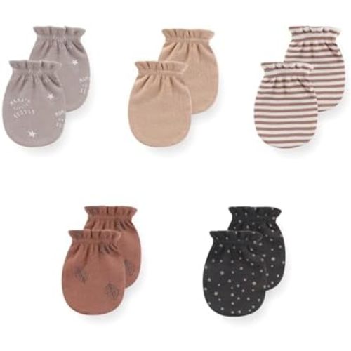 5 Pack Unisex New Born Boy Girls No Scratch Mittens Cotton Soft Baby Gloves Accessory 0-3 Months Baby Essentials