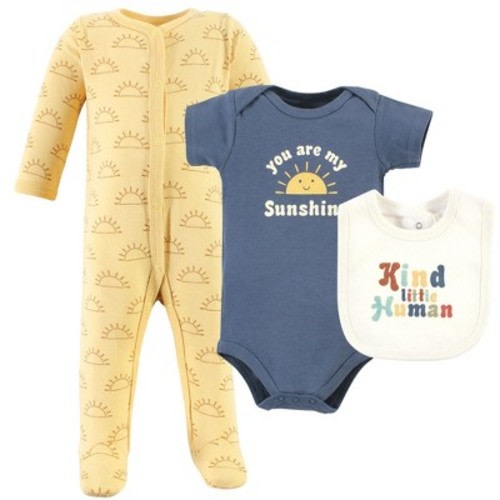 Hudson Baby Cotton Sleep and Play, Bodysuit and Bandana Bib Set, Kind Human, Size: 3-6 months