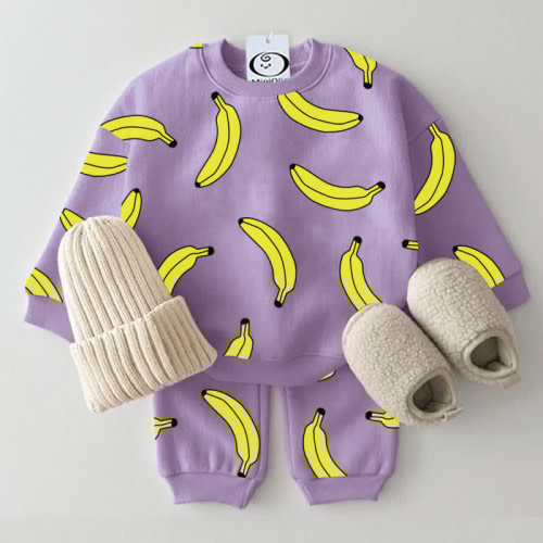Baby Toddler Banana Sweatshirt 2-piece Set 6m-9m