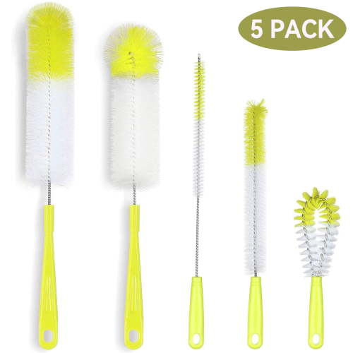 Tripumer 5 Pack Bottle Cleaning Brush Set Long Handle Bottle Cleaner for Washing Narrow Wine Beer Bottle Sport Water Cups Thermos Feeder Kettle Spout and Lid Cleanser Brushes
