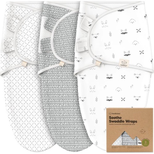 KeaBabies 3-Pack Soothe Swaddle Wraps, Nordic