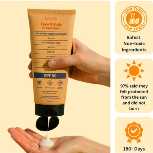 Sky and Sol Sunscreen SPF 50 | Skin-Safe Ingredients & Non-Toxic on Skin