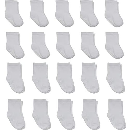 Little Me 20-Pack Newborn Baby Infant & Toddler Unisex Socks, 0-12/12-24 Months, Assorted Size Pack, White