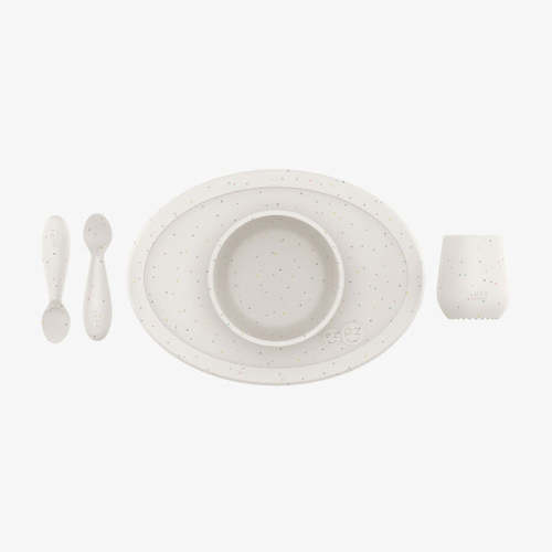 First Foods Set / Silicone Spoon, Cup & Suctioning Bowl for Infants– ezpz