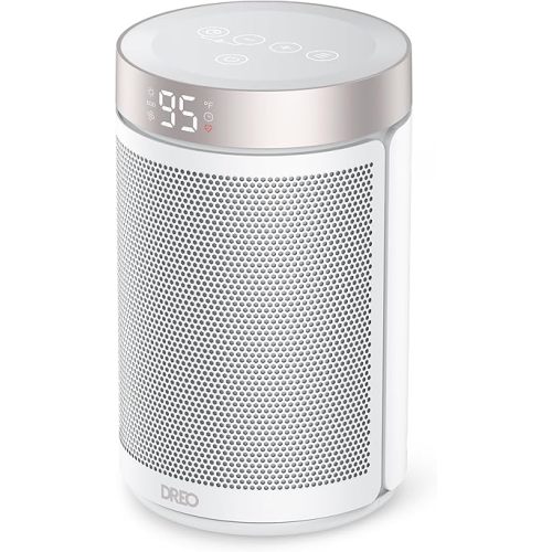 Dreo Space Heaters for Indoor Use, Portable Heater with Thermostat, 1-12H Timer, Eco Mode and Fan Mode, 1500W PTC Ceramic Fast Safety Heat for Office Bedroom Home, White
