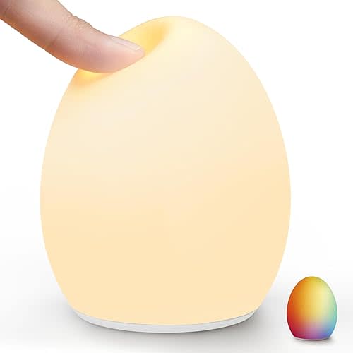 Baby Night Light, Silicone Egg Light for Kids, Portable Touch Night Lamp with 11 Colors Changing, Nursery Night Light for Breastfeeding, BPA Free, Eye Caring, Soft