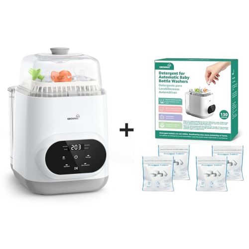 Grownsy EaseClean Bottle Washer Pro | All-in-One Bottle Washer and Sterilizer and Dryer | Baby Bottle Washer for Bottles, Pump Parts & Baby Essentials with 130 Official Detergent Tablets