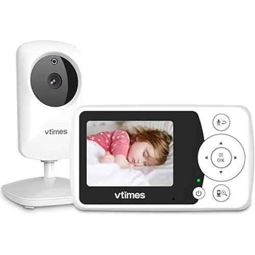 Baby Monitor with Camera and Audio, Video Baby Monitor No WiFi Night Vision, 2.4" LCD Screen Portable Baby Camera VOX Temperature Sensor Lullaby Alarm 1000ft Range, Ideal for Baby/Elderly/Pet