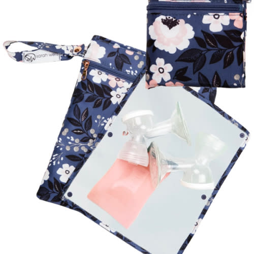 Pumparoo Wet Dry Bag with Staging Mat Le Floral Waterproof Storage for Pumping Moms – Sarah Wells Bags