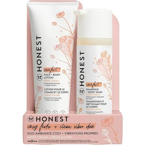 The Honest-Company, Baby Shampoo + Lotion Set, Comfort, Sweet Cream, 18.5 fl oz, Gentle for Baby's Skin, Moisturizing, Tear-Free Formula, Pediatrician-Tested, Hypoallergenic, No Harsh Chemicals